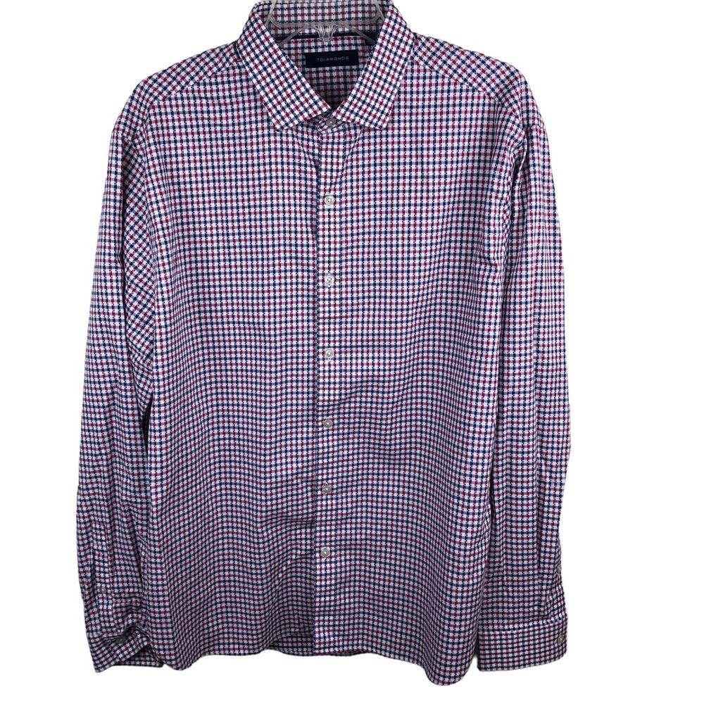 7Diamonds Button Down Shirt Red White Blue Men’s XL